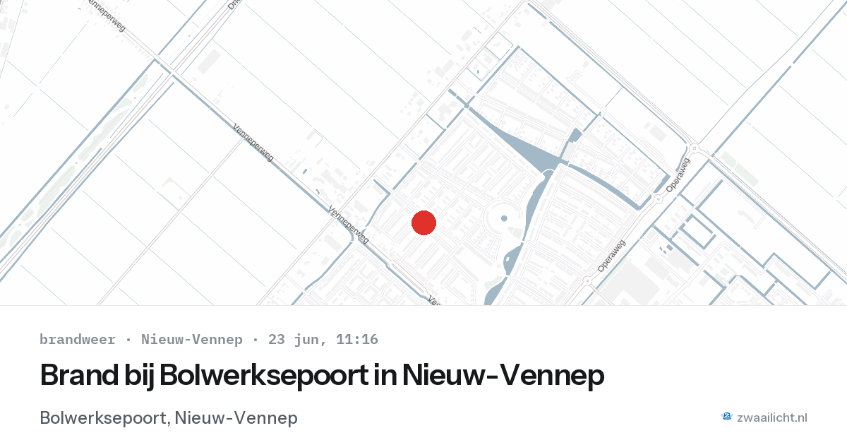 Brand bij Bolwerksepoort in Nieuw-Vennep — 23 jun 2026