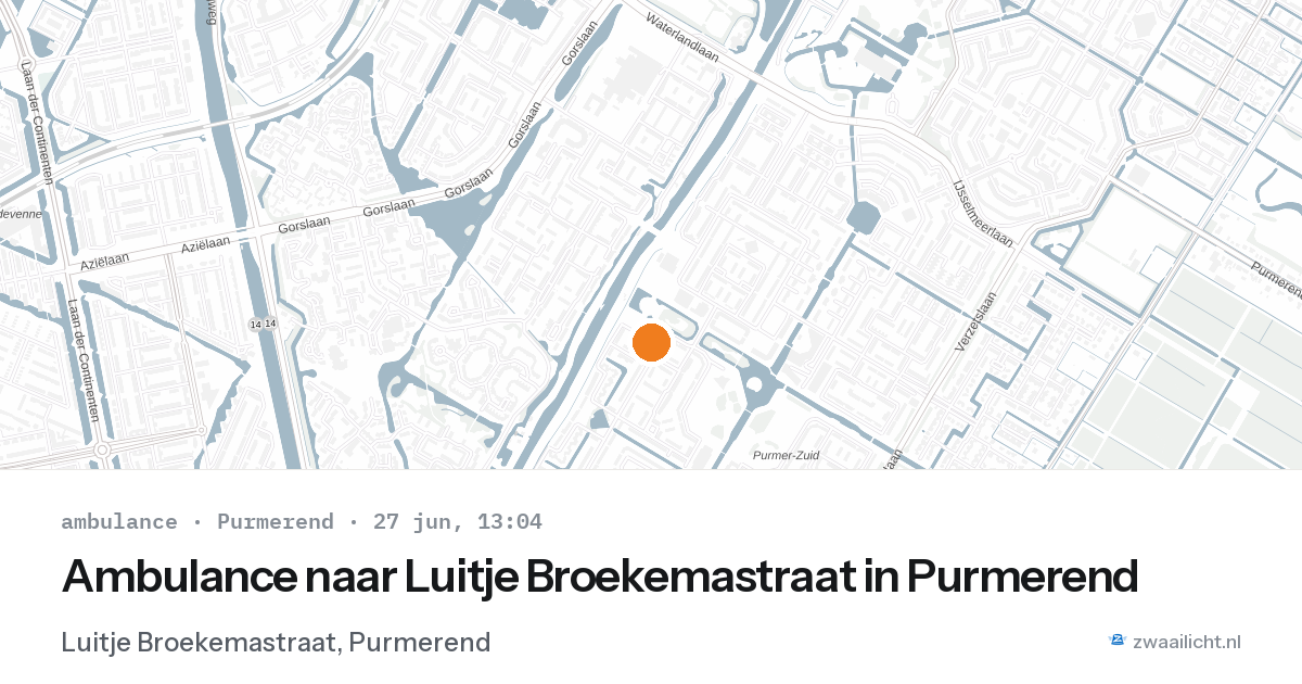 Ambulance naar Luitje Broekemastraat in Purmerend — 27 jun 2026