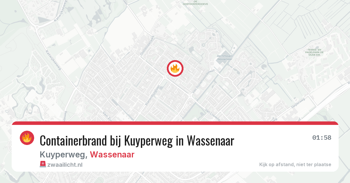 Containerbrand bij Kuyperweg in Wassenaar — 4 aug 2026