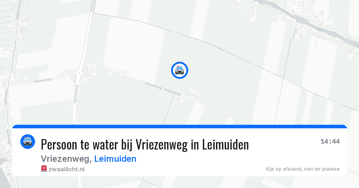 Persoon te water bij Vriezenweg in Leimuiden — 16 jun 2026