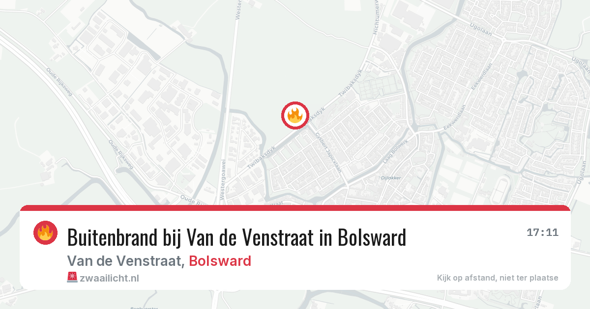 Buitenbrand bij Van de Venstraat in Bolsward — 11 mrt 2026