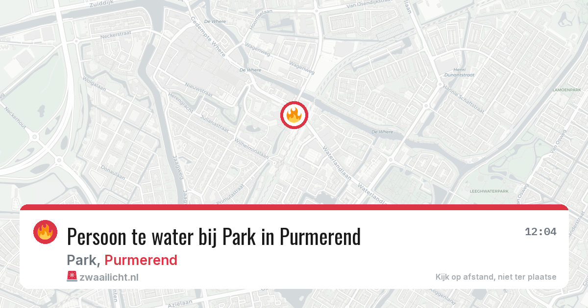 Persoon te water bij Park in Purmerend — 29 apr 2026