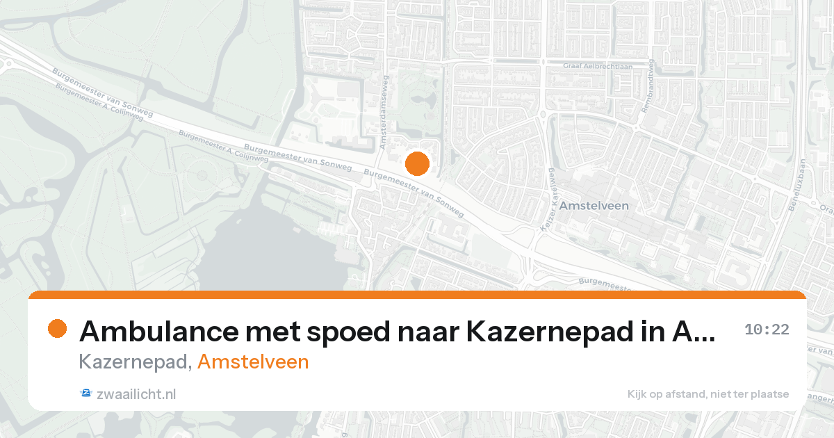 Ambulance met spoed naar Kazernepad in Amstelveen — 10 jun 2026