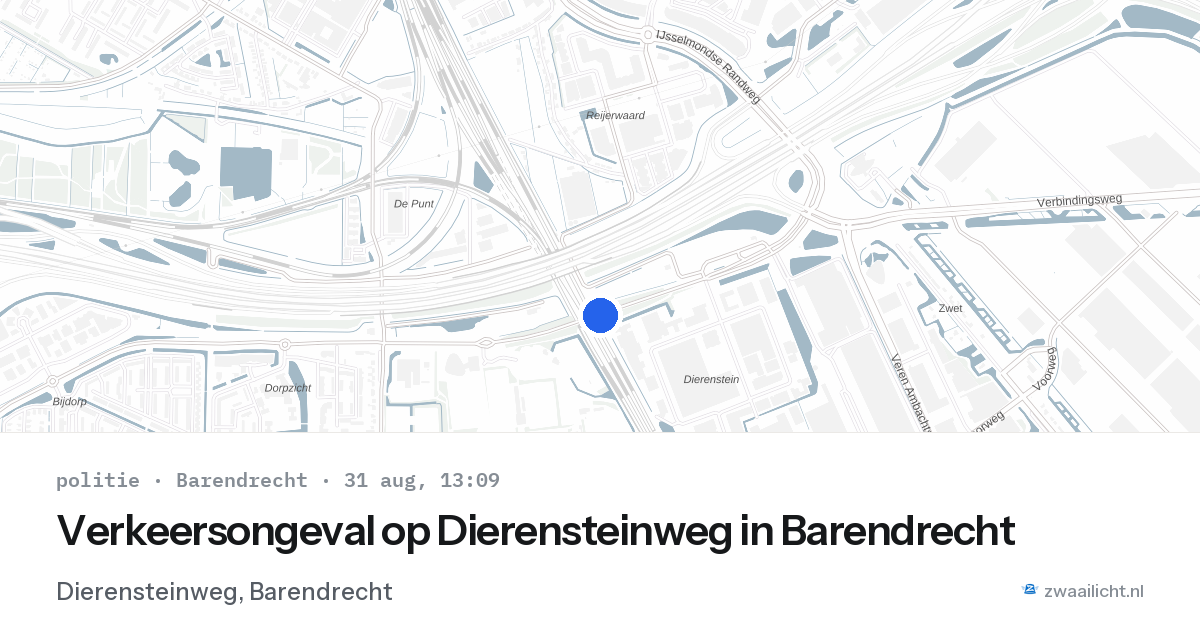 Verkeersongeval op Dierensteinweg in Barendrecht — 31 aug 2026