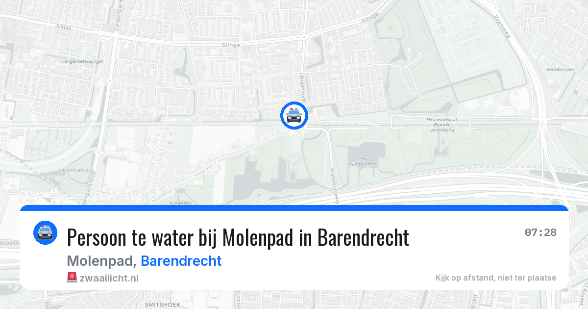 Persoon te water bij Molenpad in Barendrecht — 10 mei 2026