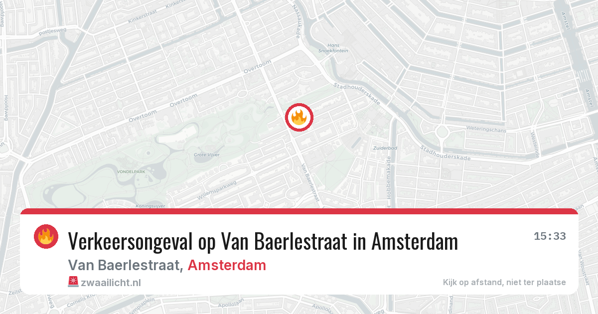 Verkeersongeval op Van Baerlestraat in Amsterdam — 29 jul 2026