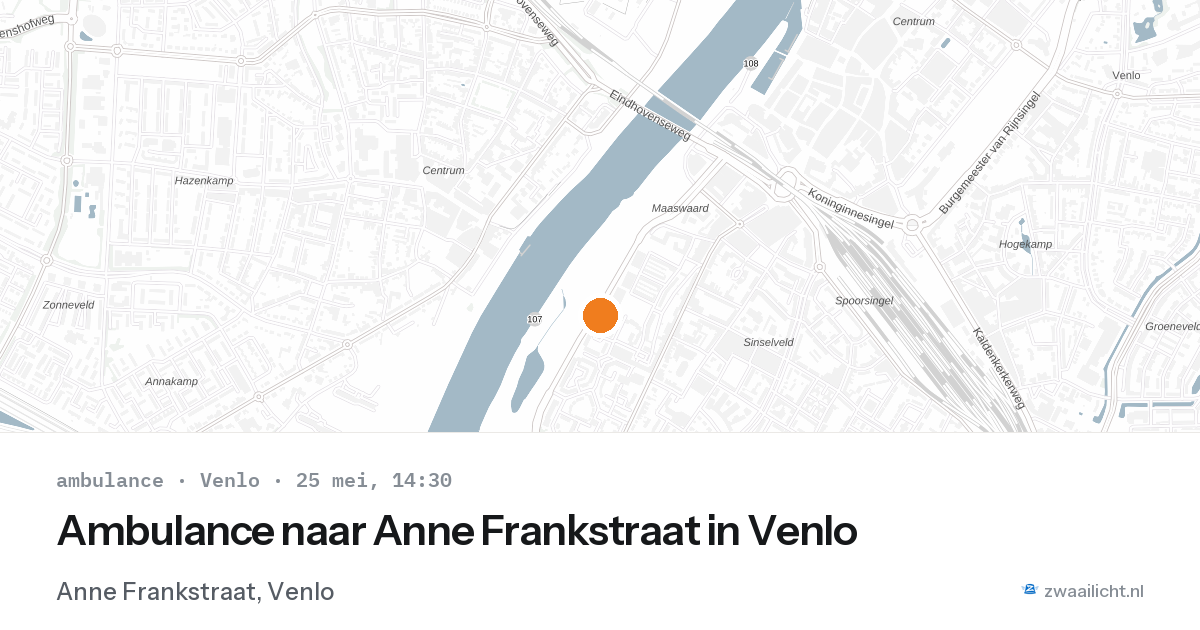 Ambulance naar Anne Frankstraat in Venlo — 25 mei 2026