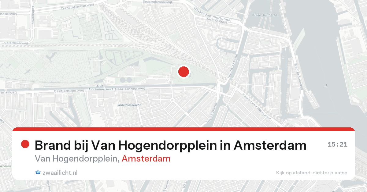 Brand bij Van Hogendorpplein in Amsterdam — 15 aug 2026
