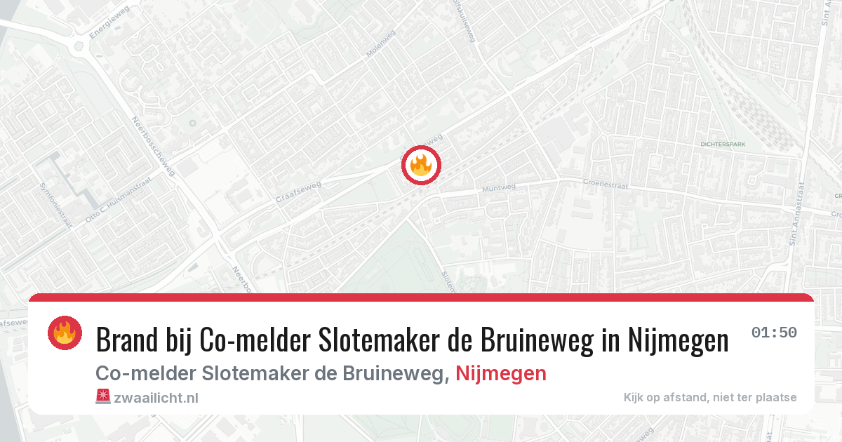 Brand bij Co-melder Slotemaker de Bruineweg in Nijmegen — 1 aug 2026