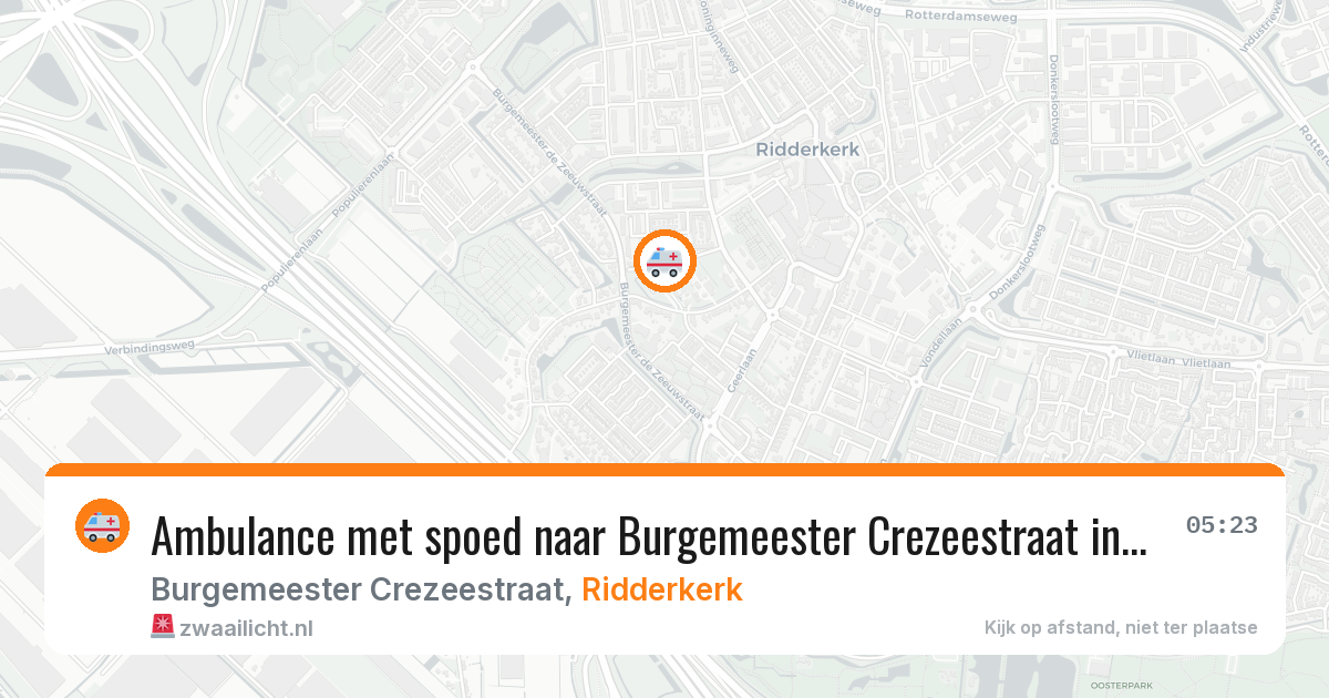 Ambulance met spoed naar Burgemeester Crezeestraat in Ridderkerk — 6 jun 2026
