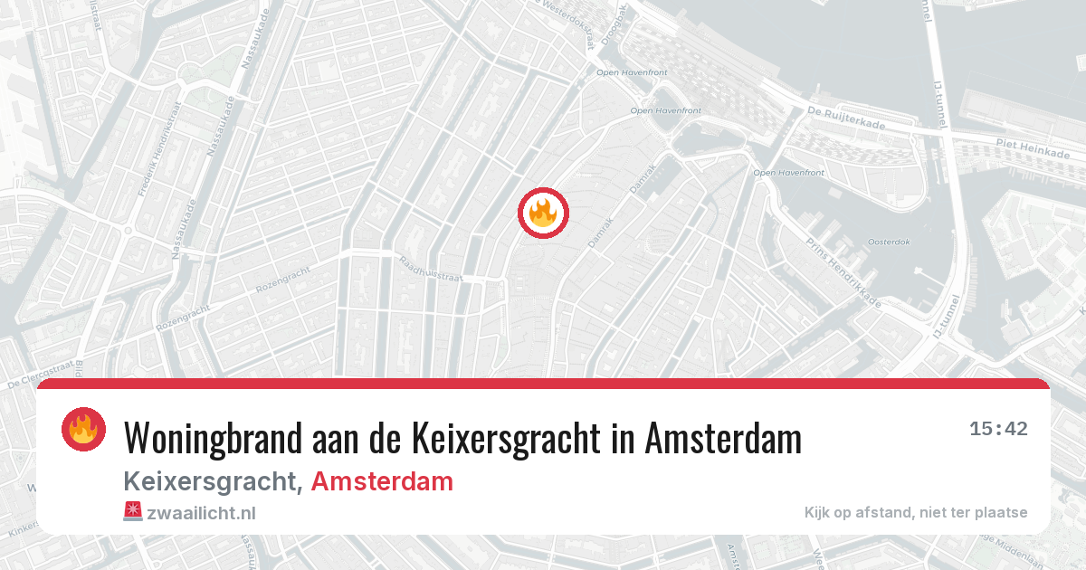 Woningbrand aan de Keixersgracht in Amsterdam — 27 jun 2026