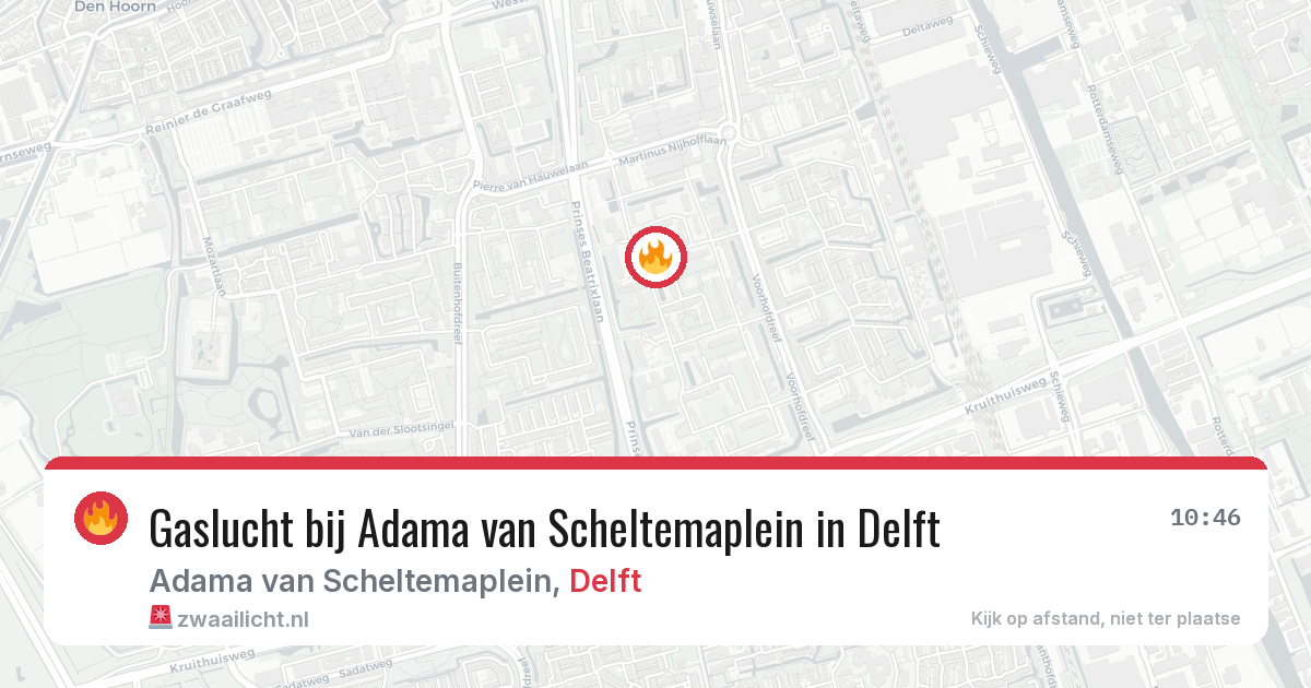 Gaslucht bij Adama van Scheltemaplein in Delft — 2 mrt 2026