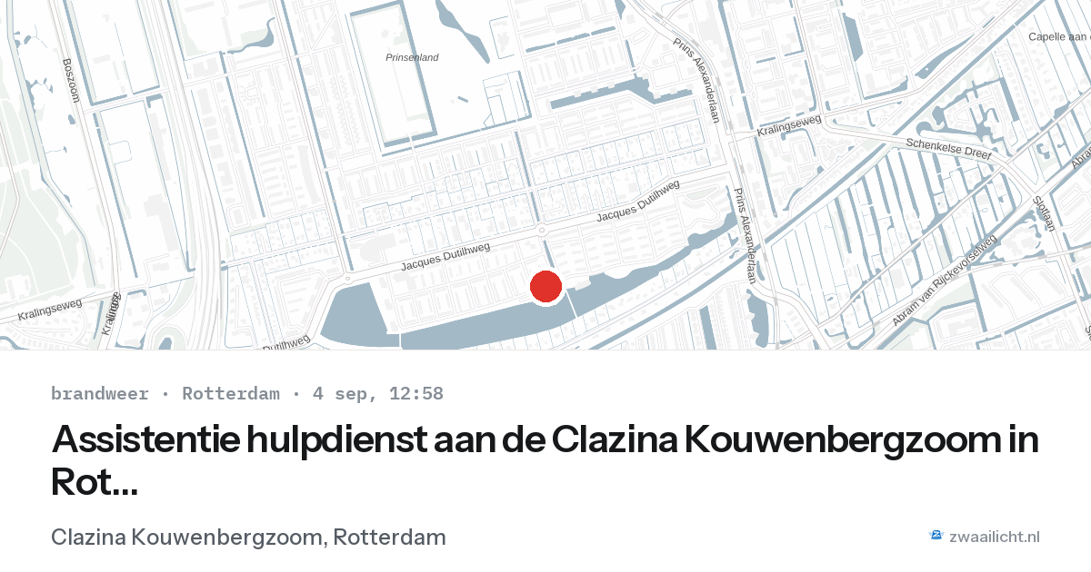 Assistentie hulpdienst aan de Clazina Kouwenbergzoom in Rotterdam — 4 sep 2026