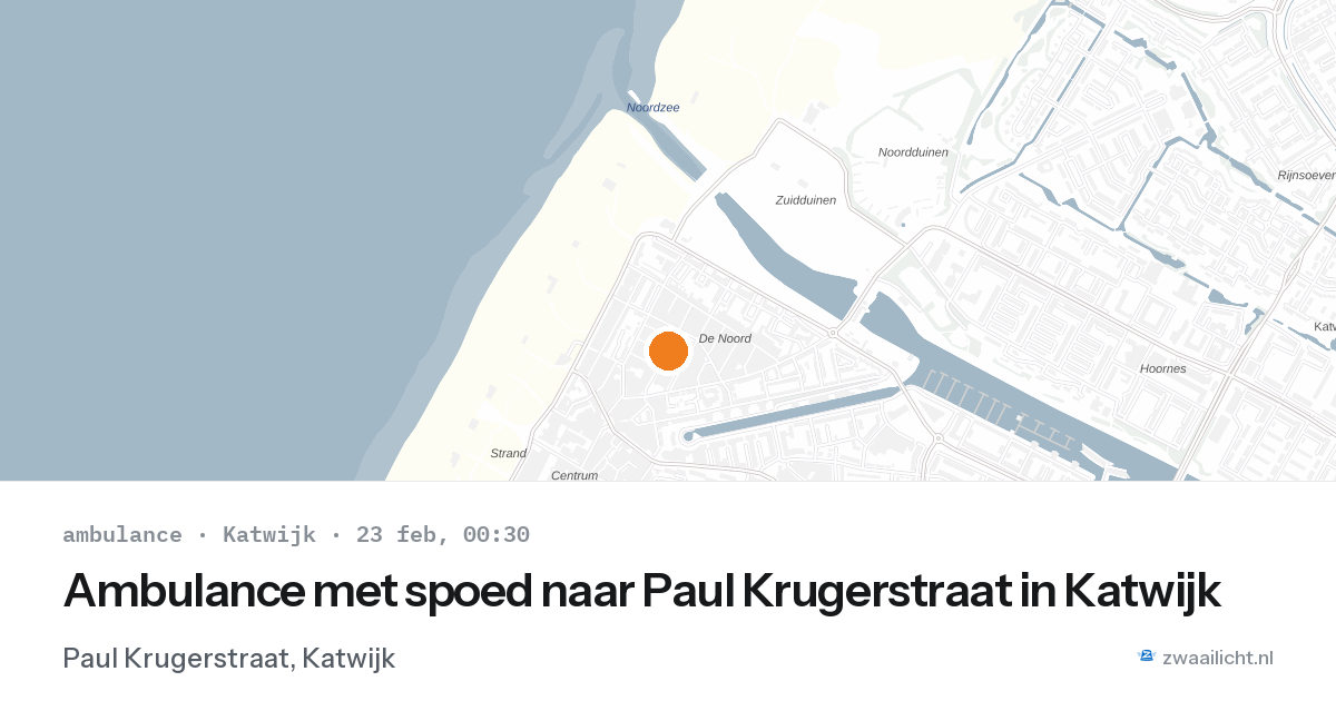 Ambulance met spoed naar Paul Krugerstraat in Katwijk — 22 feb 2026