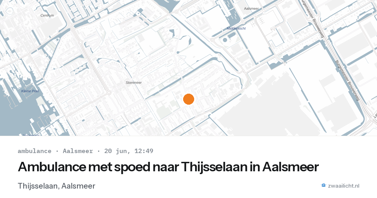 Ambulance met spoed naar Thijsselaan in Aalsmeer — 20 jun 2026