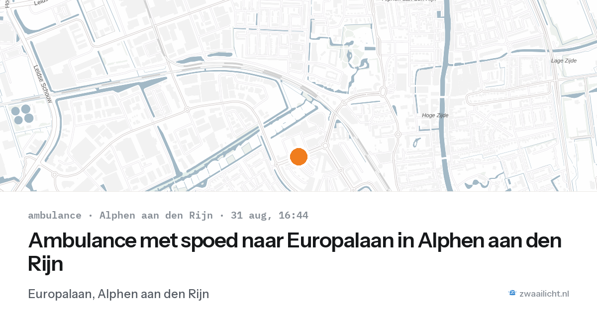 Ambulance met spoed naar Europalaan in Alphen aan den Rijn — 31 aug 2026