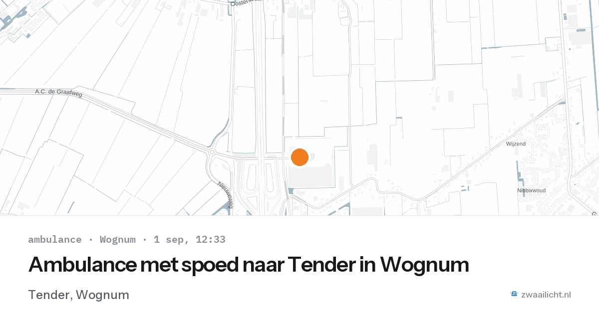 Ambulance met spoed naar Tender in Wognum — 1 sep 2026
