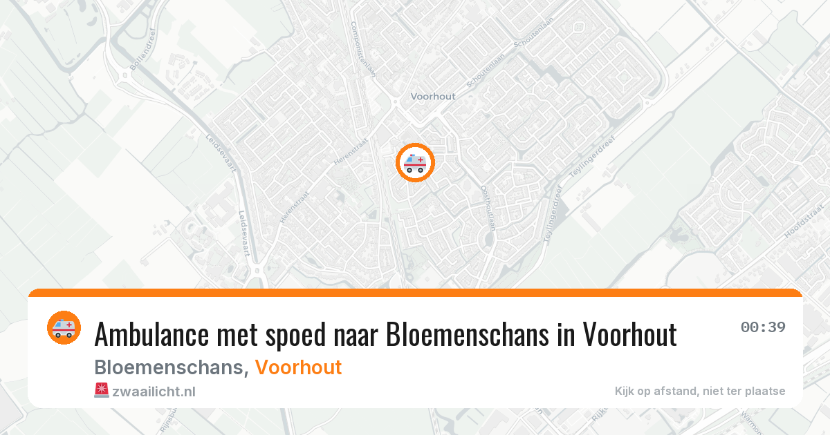 Ambulance met spoed naar Bloemenschans in Voorhout — 9 aug 2026