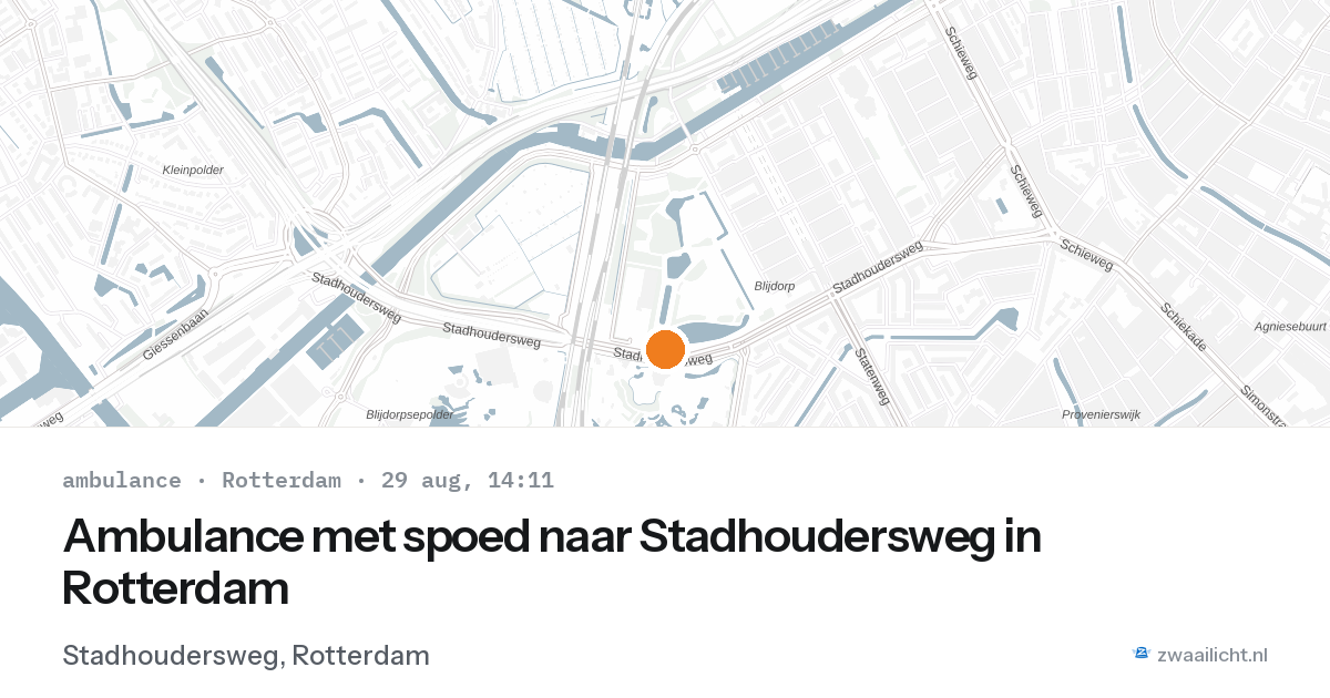Ambulance met spoed naar Stadhoudersweg in Rotterdam — 29 aug 2026