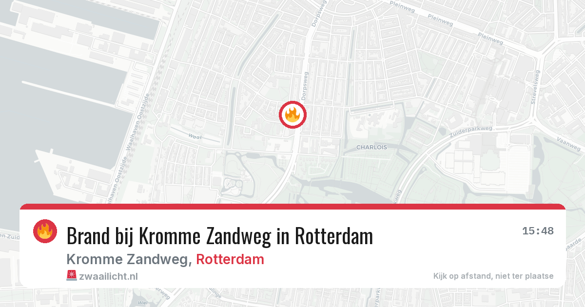 Brand bij Kromme Zandweg in Rotterdam — 13 jun 2026