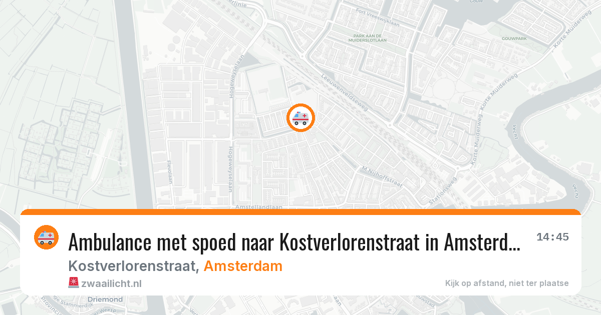 Ambulance met spoed naar Kostverlorenstraat in Amsterdam — 17 mrt 2026