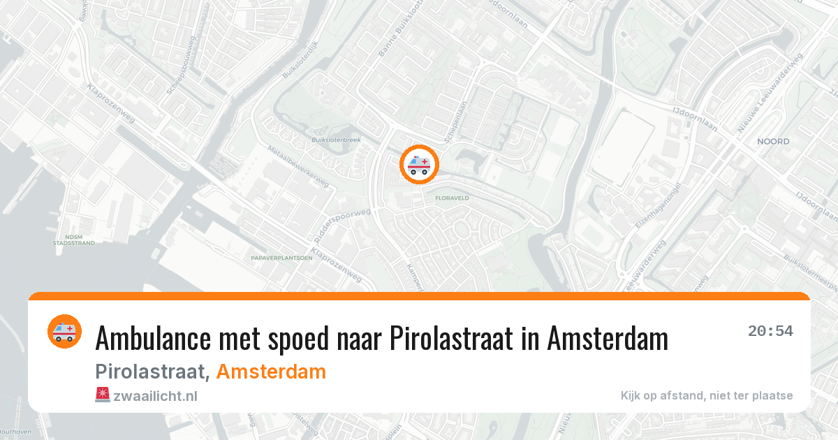 Ambulance met spoed naar Pirolastraat in Amsterdam — 20 mei 2026
