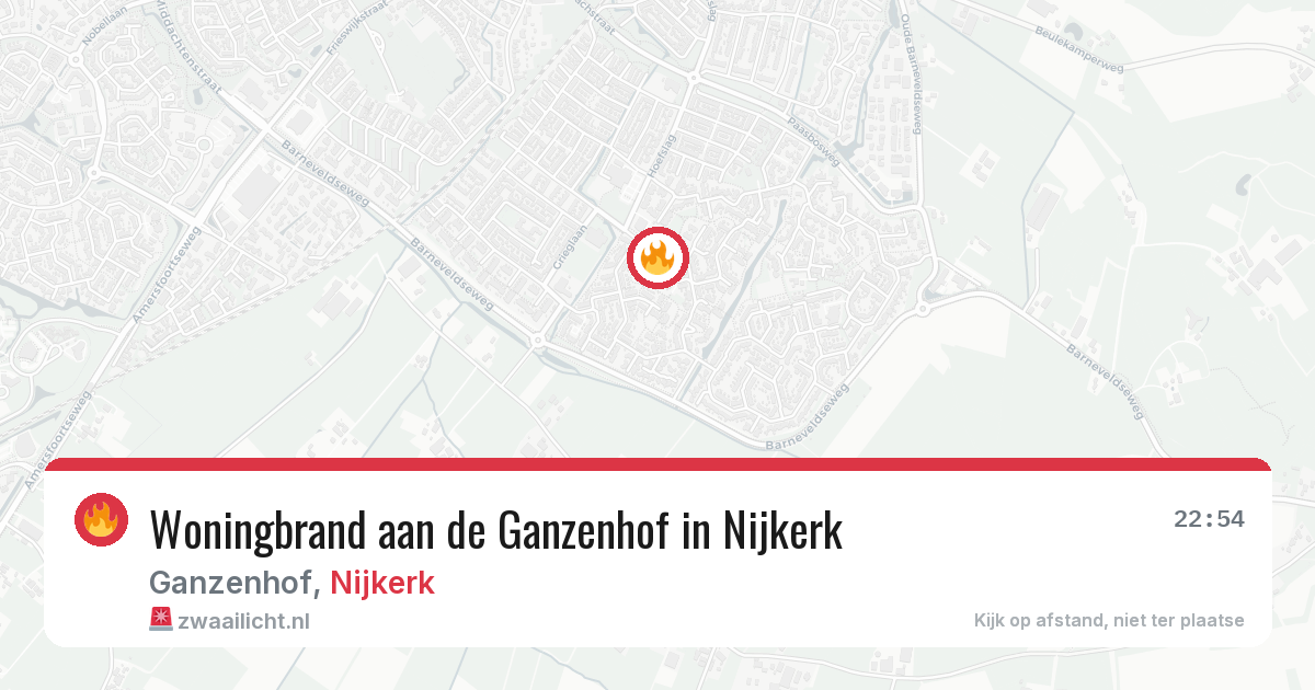 Woningbrand aan de Ganzenhof in Nijkerk — 26 mrt 2026
