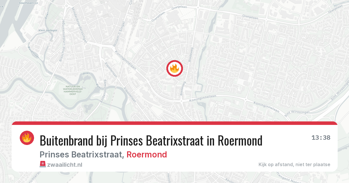 Buitenbrand bij Prinses Beatrixstraat in Roermond — 2 aug 2026