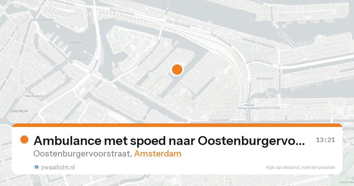 Ambulance met spoed naar Oostenburgervoorstraat in Amsterdam — 16 aug 2026