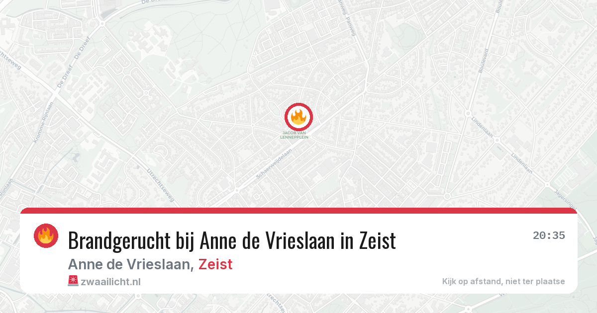Brandgerucht bij Anne de Vrieslaan in Zeist — 25 mei 2026