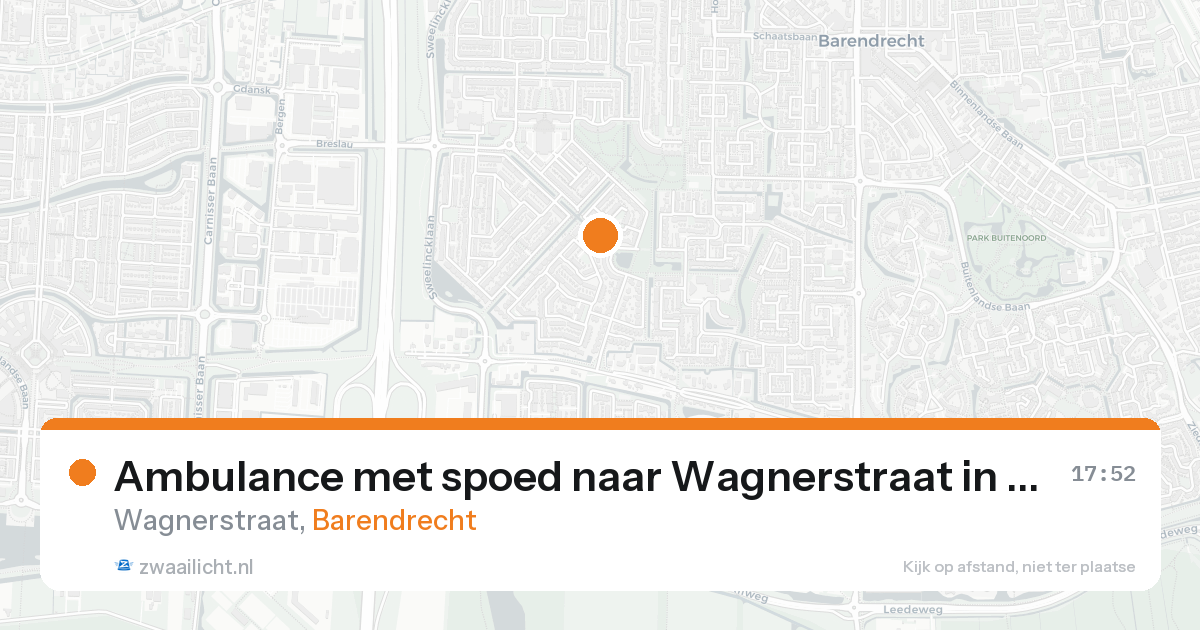 Ambulance met spoed naar Wagnerstraat in Barendrecht — 17 aug 2026