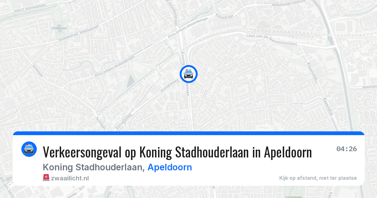 Verkeersongeval op Koning Stadhouderlaan in Apeldoorn — 3 mei 2026