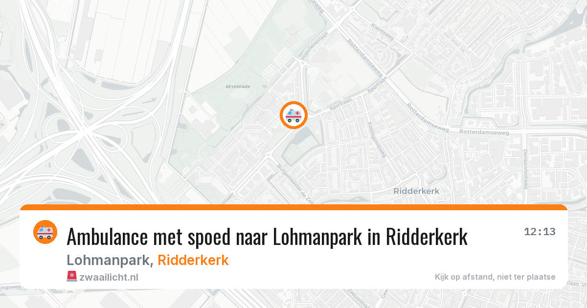 Ambulance met spoed naar Lohmanpark in Ridderkerk — 7 jul 2026