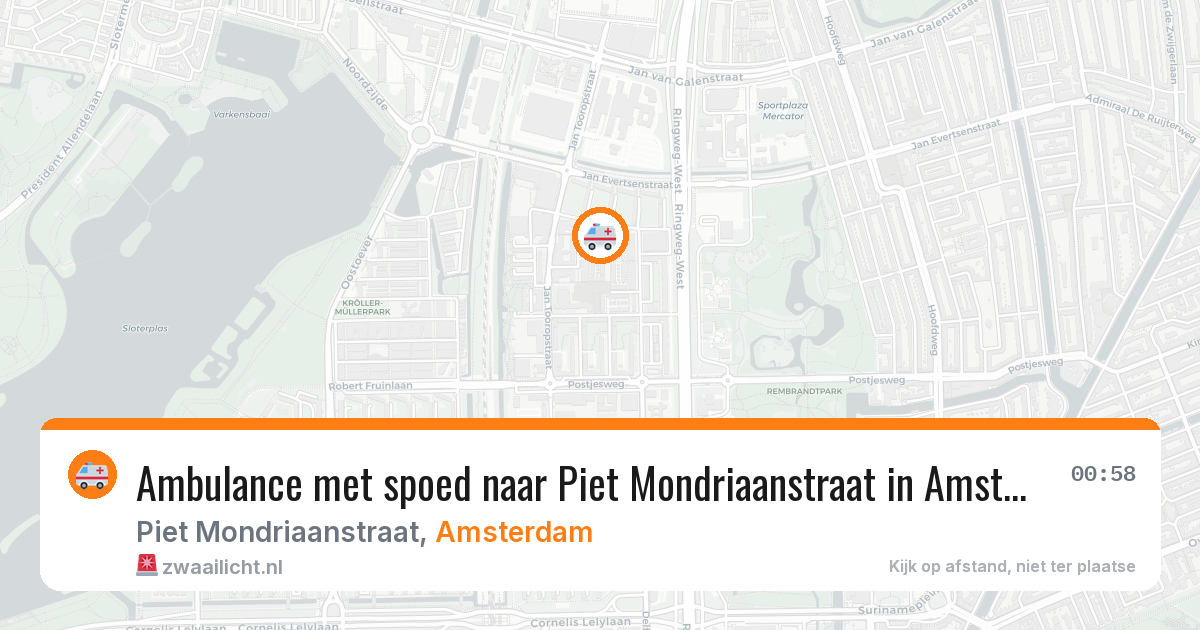 Ambulance met spoed naar Piet Mondriaanstraat in Amsterdam — 14 aug 2026