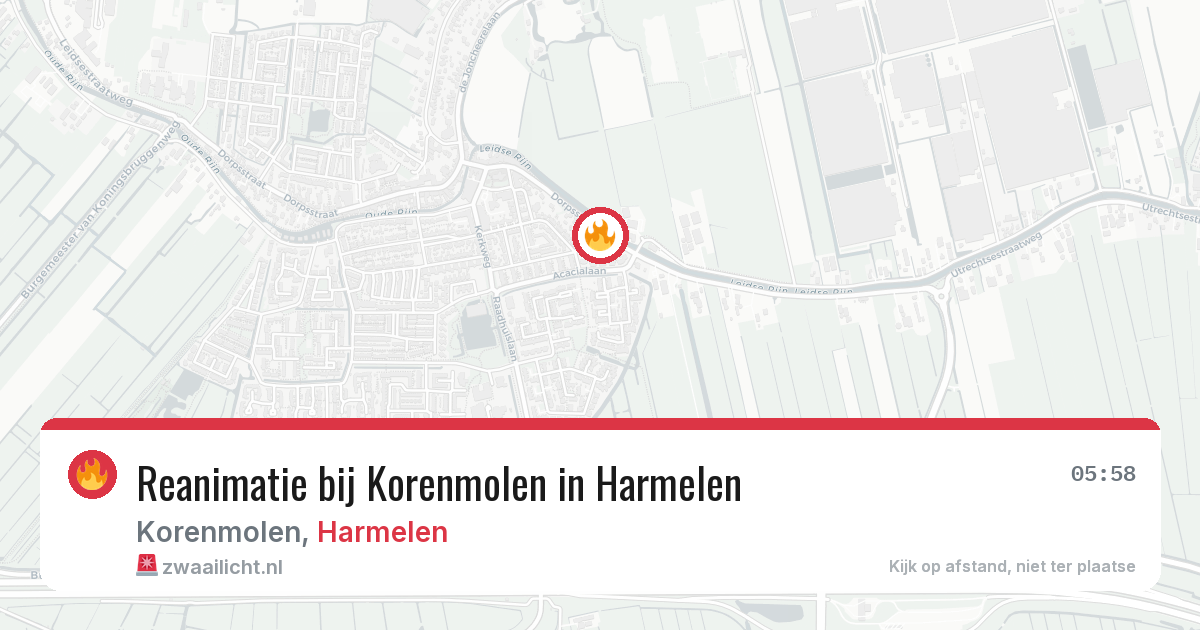 Reanimatie bij Korenmolen in Harmelen — 5 aug 2026
