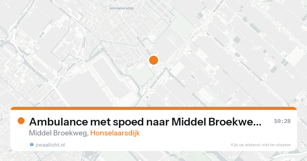 Ambulance met spoed naar Middel Broekweg in Honselaarsdijk — 19 aug 2026