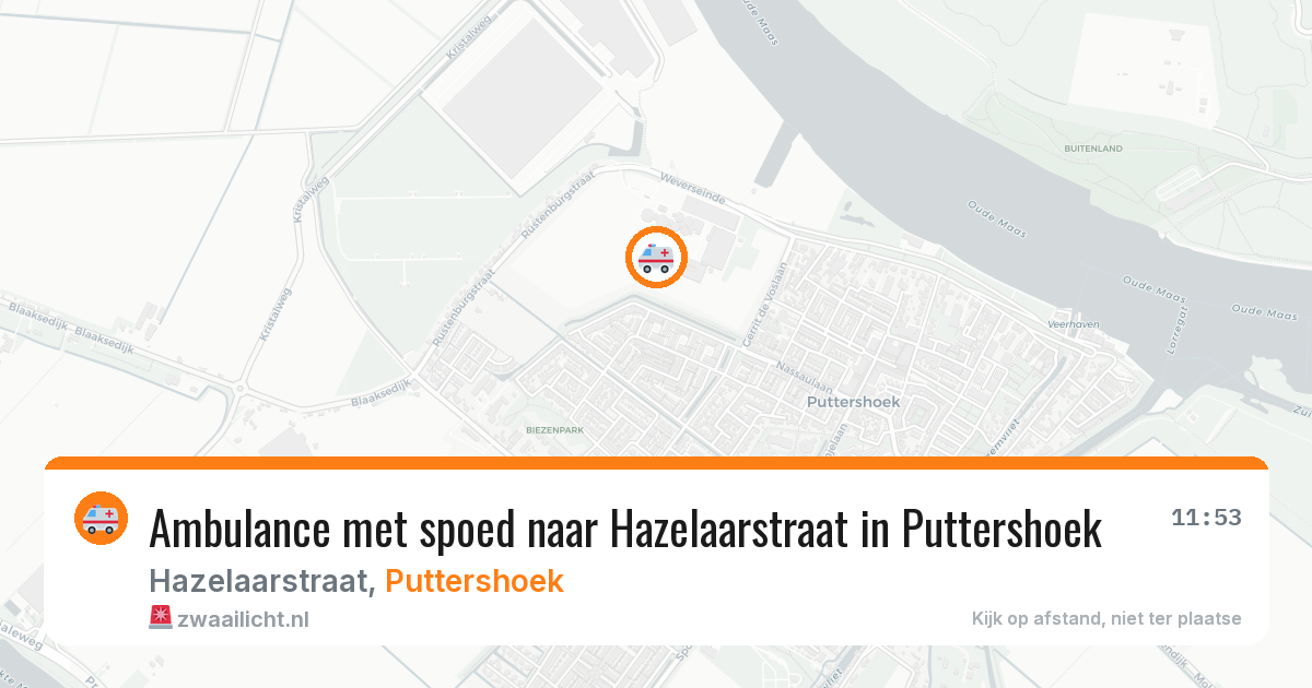 Ambulance met spoed naar Hazelaarstraat in Puttershoek — 26 mei 2026