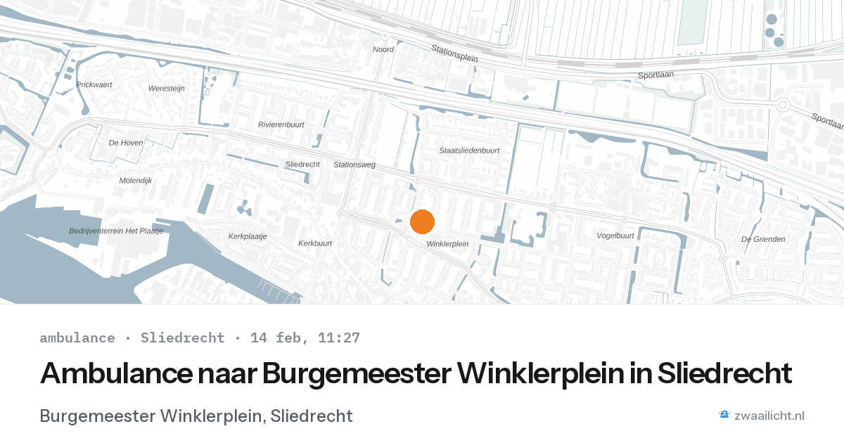 Ambulance naar Burgemeester Winklerplein in Sliedrecht — 14 feb 2026