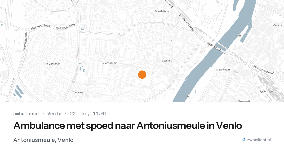 Ambulance met spoed naar Antoniusmeule in Venlo — 22 mei 2026