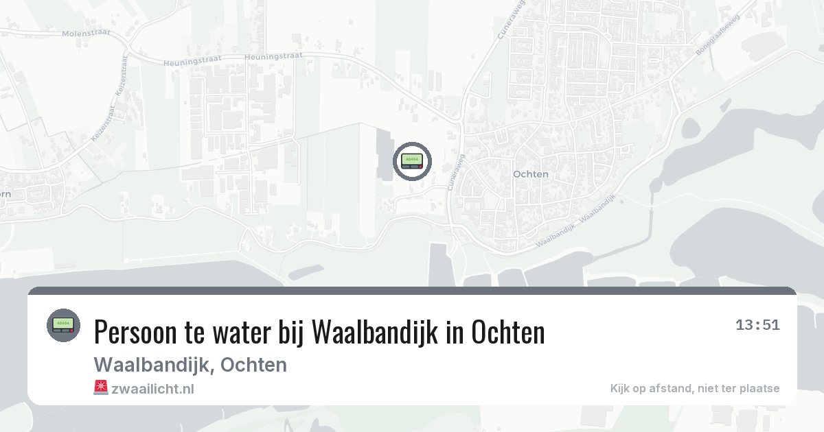 Persoon te water bij Waalbandijk in Ochten — 21 jun 2026