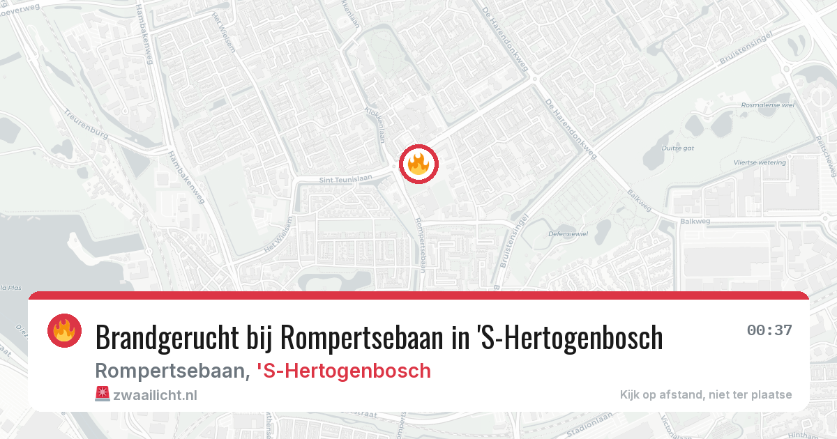 Brandgerucht bij Rompertsebaan in 'S-Hertogenbosch — 29 jul 2026