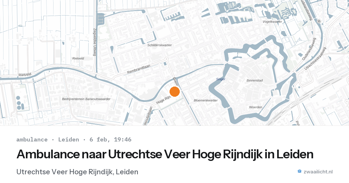 Ambulance naar Utrechtse Veer Hoge Rijndijk in Leiden — 6 feb 2026
