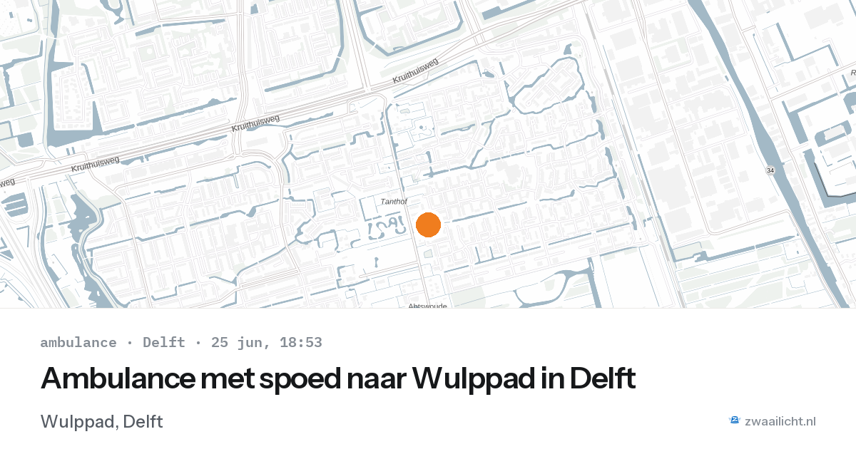Ambulance met spoed naar Wulppad in Delft — 25 jun 2026