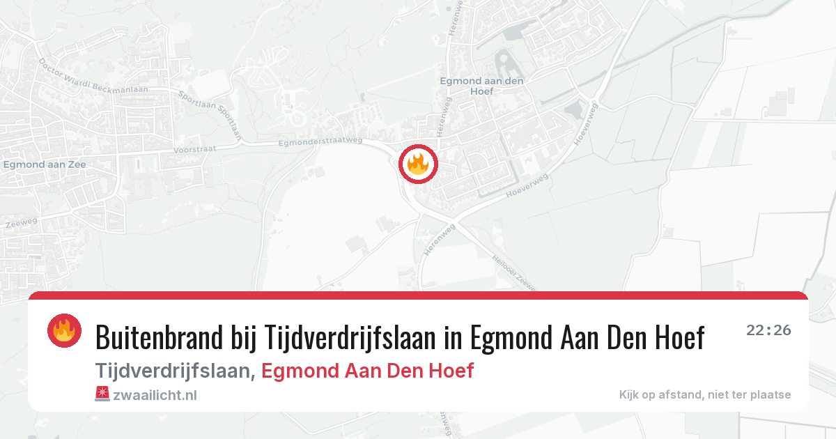 Buitenbrand bij Tijdverdrijfslaan in Egmond Aan Den Hoef — 27 jun 2026