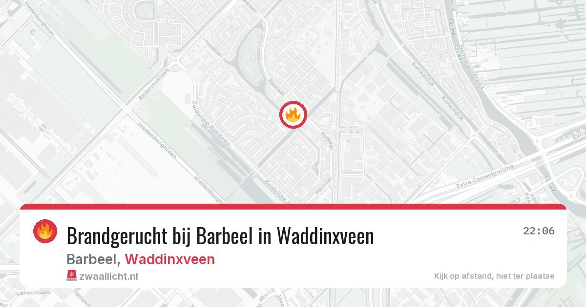 Brandgerucht bij Barbeel in Waddinxveen — 27 jun 2026