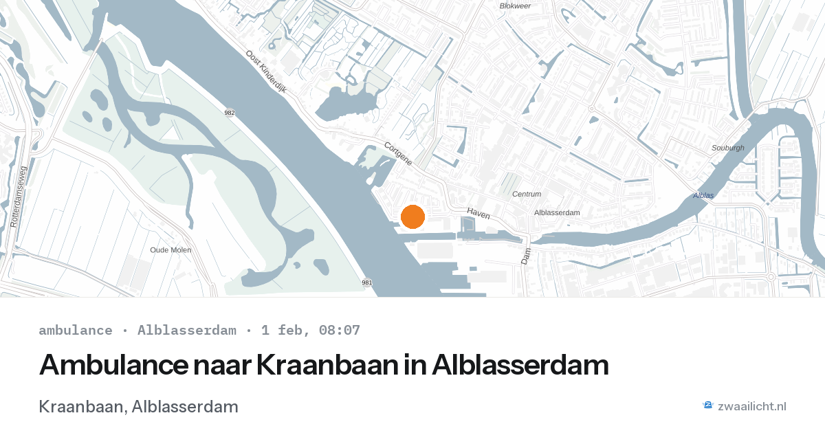 Ambulance naar Kraanbaan in Alblasserdam — 1 feb 2026