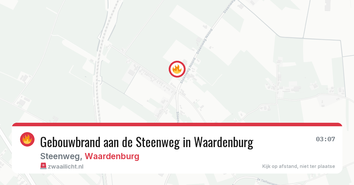 Gebouwbrand aan de Steenweg in Waardenburg — 10 aug 2026