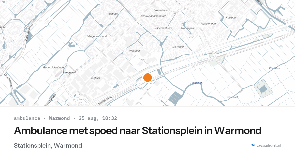Ambulance met spoed naar Stationsplein in Warmond — 25 aug 2026