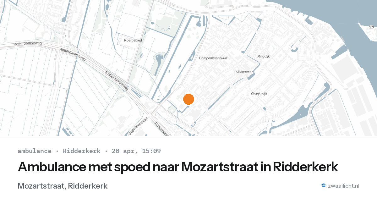 Ambulance met spoed naar Mozartstraat in Ridderkerk — 20 apr 2026