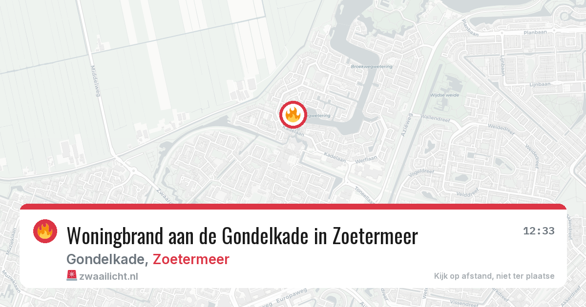 Woningbrand aan de Gondelkade in Zoetermeer — 10 aug 2026